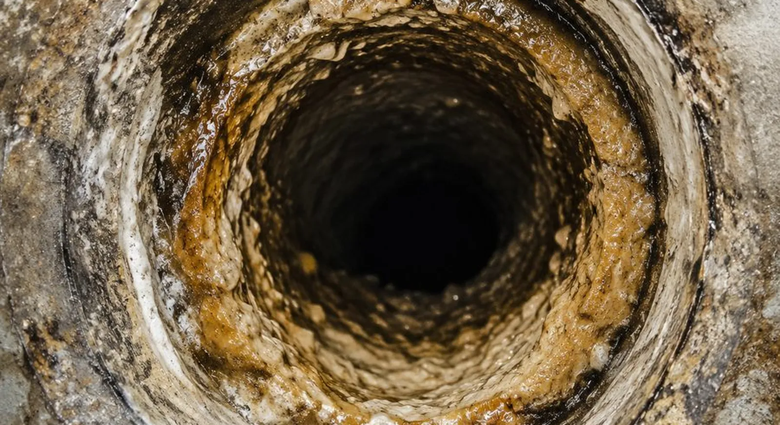 Canalisation encrassée avant curage